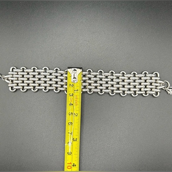 Lucky Brand Chunky Silver Tone Chain Link Mesh Bracelet - Picture 7 of 8